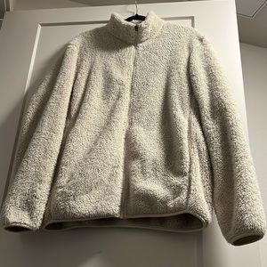 Uniqlo Fluffy Yarn Fleece Full Zip Jacket Off White Size M